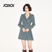 连衣裙辣妹炸街潮流短裙子2025秋新款 Jamor加墨时尚 牛仔长袖