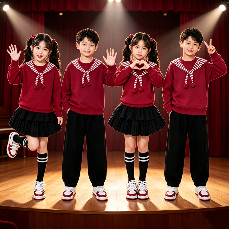 儿童合唱演出服幼儿园班服毕业拍照服中小学生运动会啦啦队表演服