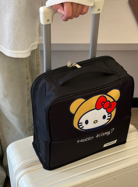 黑色kt尼龙便携旅行化妆包可挂行李箱分区立式收纳洗漱包收纳包