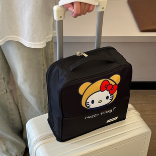 黑色kt尼龙便携旅行化妆包可挂行李箱分区立式收纳洗漱包收纳包