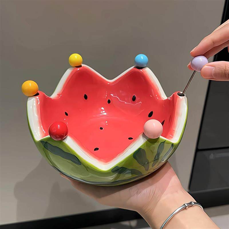 轻奢西瓜陶瓷水果叉套装