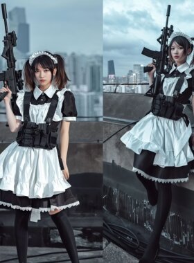 女仆装cos黑白花边套装动漫女佣服连衣裙cosplay服装男款大佬女装