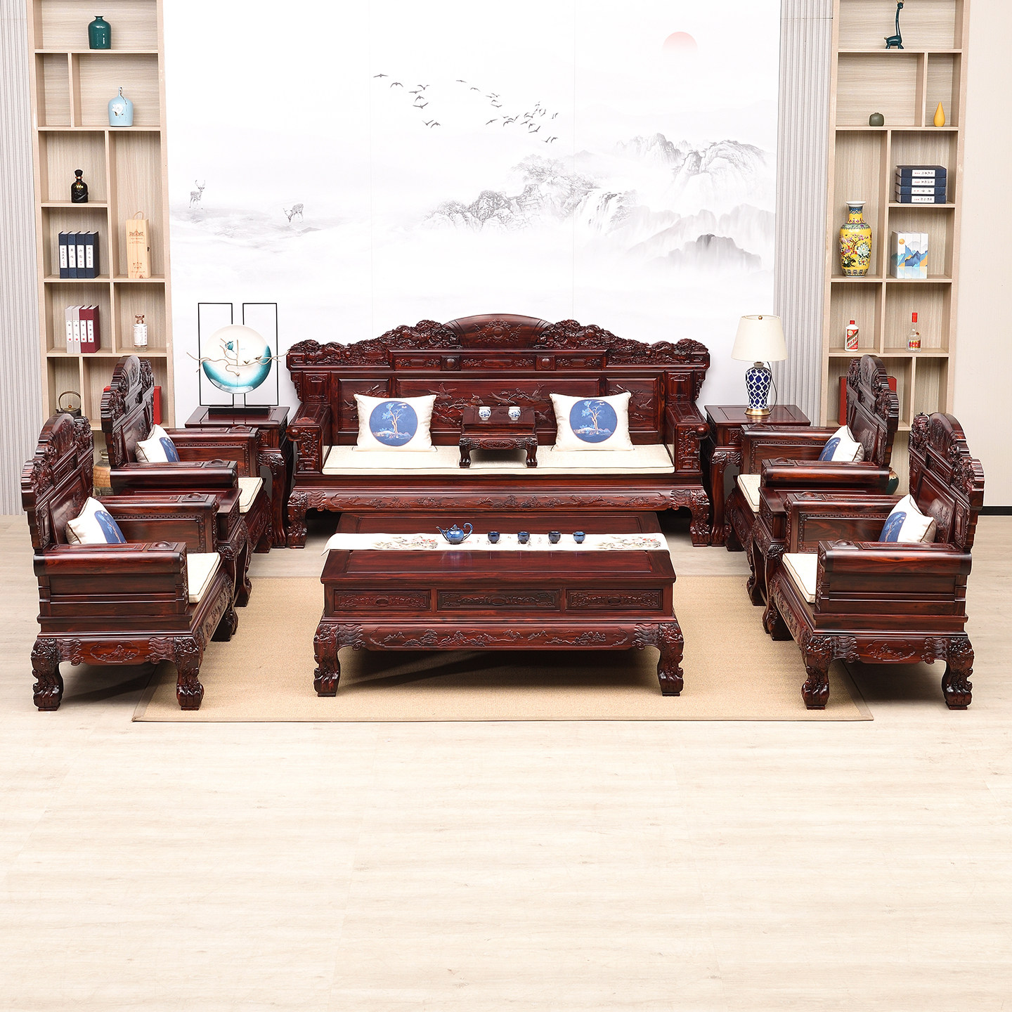 精工阔叶黄檀印尼黑酸枝红木沙发