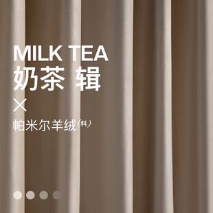定制辑 风现代简约卧室全遮光客厅羊绒布 奶茶色丝绒窗帘轻奢法式