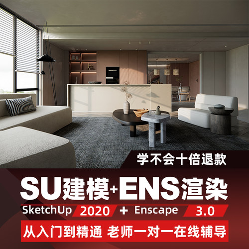 Sketchup草图大师建模enscape渲染嘉丽室内设计效果图SU软件教程