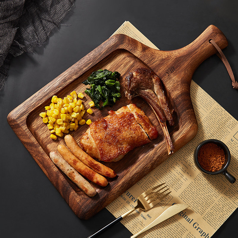 牛排盘西餐盘牛扒盘子高级感意大利面餐盘家用意面早餐盘木质ins