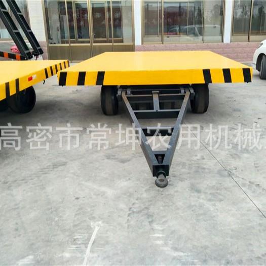 厂家供应0吨重型加长平板拖车实心胎气刹拖车码头货物运输车