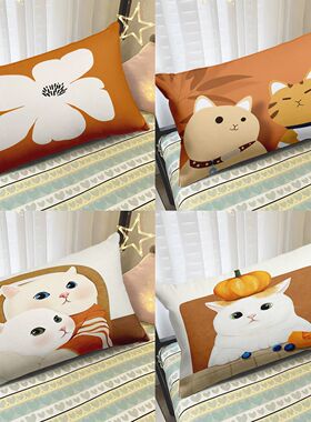 北欧轻奢线条抱枕简约橙色客厅沙发咕臣靠垫办公室午睡枕汽车靠枕