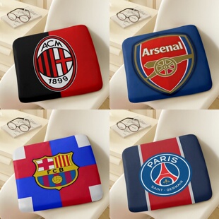 欧冠足球队标坐垫毛绒超软椅垫办公室学生宿舍教室车载海绵垫