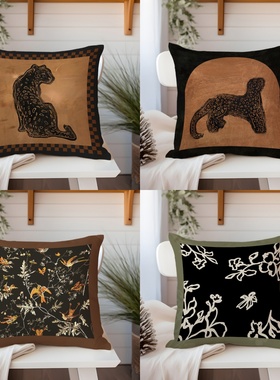 北欧轻奢线条抱枕简约橙色客厅沙发咕臣靠垫办公室趴睡枕汽车靠枕