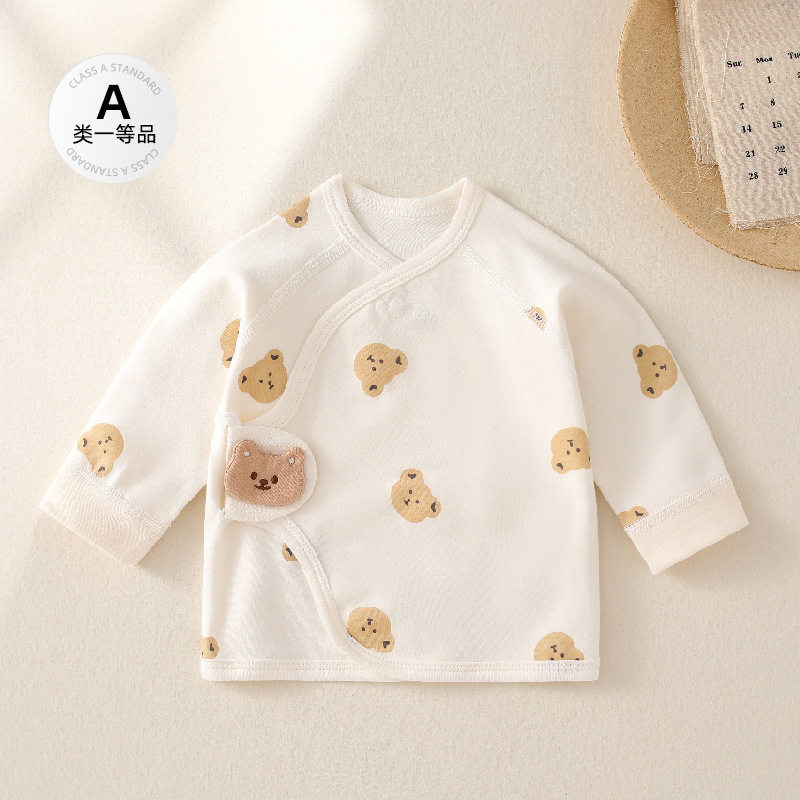 0-3个月新生婴儿衣服A类纯棉春季半背衣初生宝宝四季上衣和尚服春