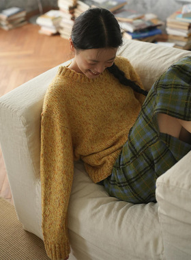 AULDCAT 2024FW 异色豆豆纱羊毛圆领套头粗针毛衣 保暖亲肤