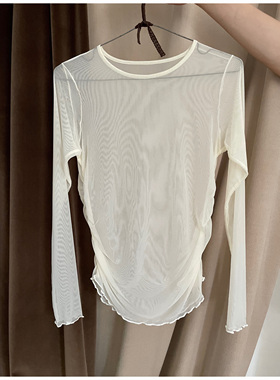 AULDCAT 2023FW  丝滑网纱圆领长袖修身打底衫 内搭 柔软 升级版
