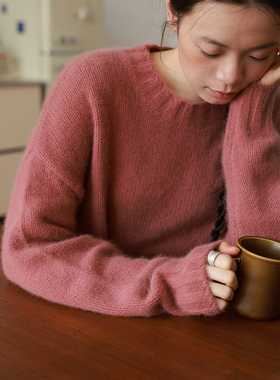 AULDCAT 2024FW 浣熊绒套头宽松毛衣 双色 毛绒绒