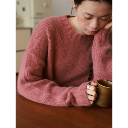 AULDCAT浣熊绒套头宽松毛衣双色