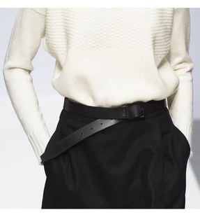 意大利进口头层牛皮方形扣百搭黑色宽腰带 CAT 2020ss AULD