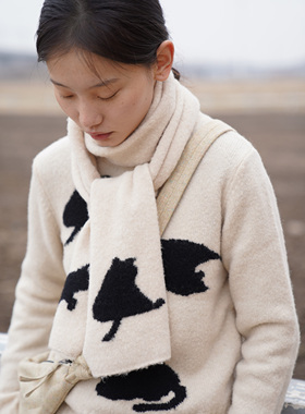 AULDCAT 2023FW 康赛妮牦牛绒奶牛猫双色小猫毛衣 套头 超软糯