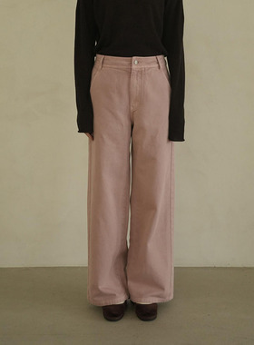 AULDCAT 2024FW 日系纯棉水洗复古做旧粉色牛仔裤 灰粉玫瑰
