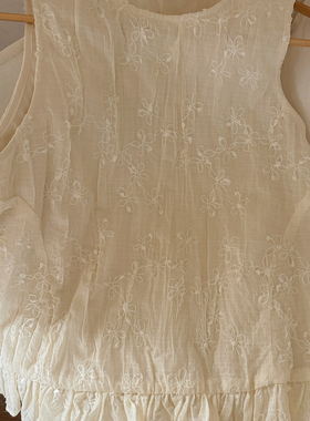 AULDCAT 2025SS 皱皱提花天丝套装 荷叶边背心 蛋糕花边灯笼裤