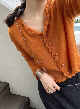AULDCAT 2025FW  手工钩花羊毛花边开衫 软糯亲肤 双色