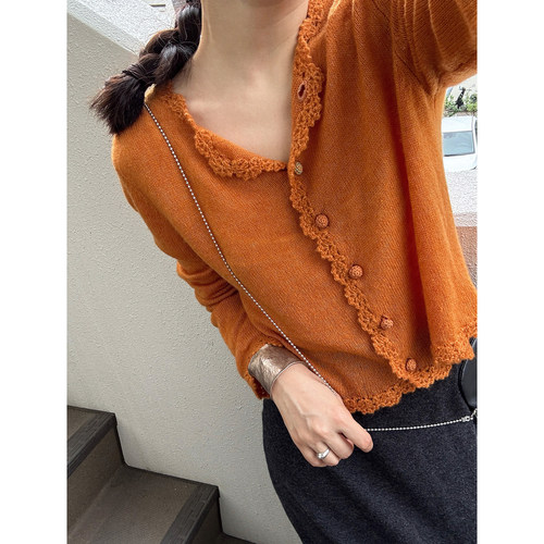 AULDCAT天丝羊毛花边针织开衫