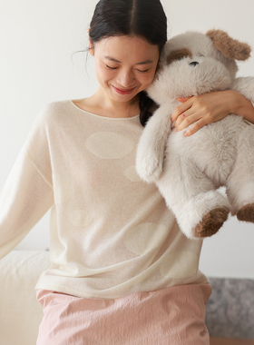 AULDCAT 2024FW  丝羊绒不规则圆点点长袖套头针织长袖衫