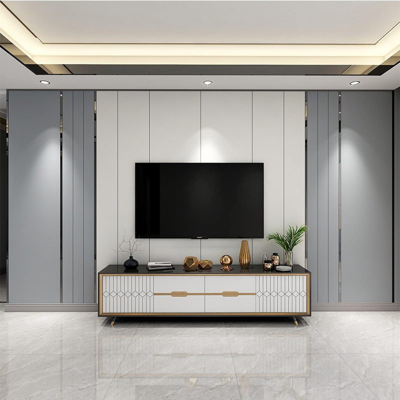 现代简约纯色轻奢中式客厅沙发硬包电视背景墙卧室床头软包护墙板