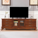 实木电视柜高款 落地小户型家用客厅成品地柜中古风电视机柜子 美式