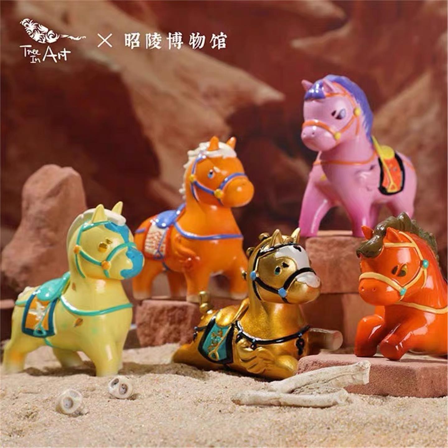 陕西盲盒昭陵六骏图盲盒千里马可爱公仔摆件伴手礼