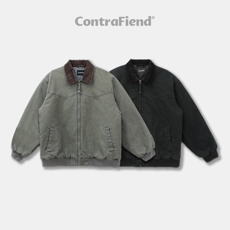 CONTRAFIEND冬新雪丽棉圣达菲男女秋冬夹克加厚水洗复古棉服棉衣