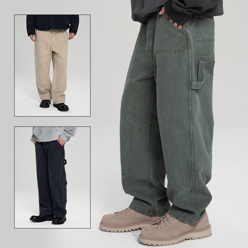 矛盾怪人水洗伐木工装裤