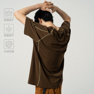 CONTRAFIEND 哈苏线柔软轻薄舒适短袖 运动透气吸湿圆领宽松T恤