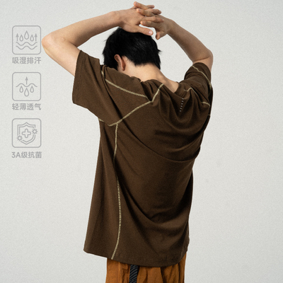 CONTRAFIEND 哈苏线柔软轻薄舒适短袖 运动透气吸湿圆领宽松T恤