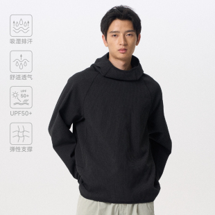 CONTRAFIEND秋冬户外SOLOTEX华夫格连帽长袖T恤 透气速干上衣
