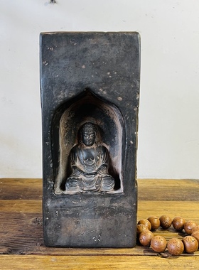 晋文化砖雕佛像禅悟柱佛龛家居摆件文房书房装饰创意摆件