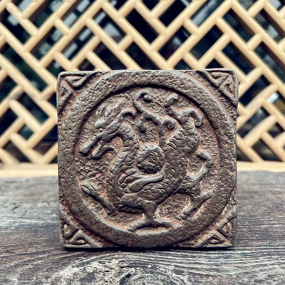 加厚款中式复古砖雕四神兽青龙白虎朱雀玄武杯垫研学拓片课堂拓印