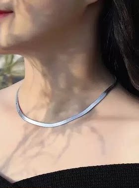 925纯银choker蛇骨链项链女刀片百搭短款脖链锁骨ins冷淡风银项圈