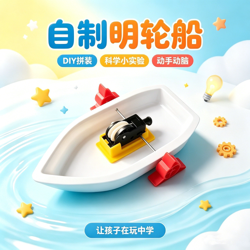 DIY明轮船物理实验套装手工制作