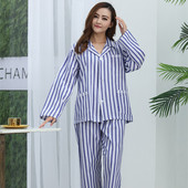 帝梦娇病人服装 患者健康住院服 女病员服睡衣病号服长袖 竖条纹长款