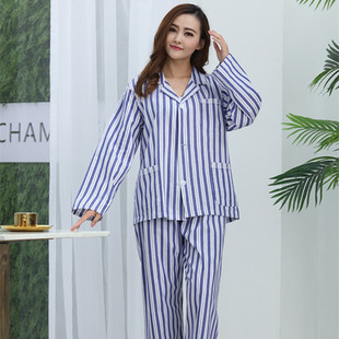 患者健康住院服 竖条纹长款 帝梦娇病人服装 女病员服睡衣病号服长袖