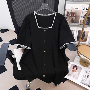 七月原创大码女装~加肥加大码显瘦宽松中长款短袖T恤女350斤