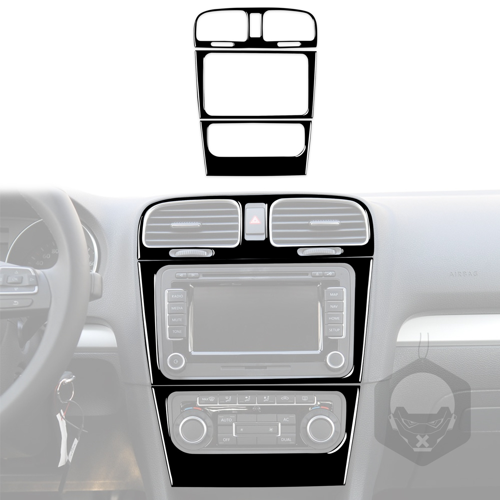 适用08-12大众高尔夫6mk6仪表套装钢琴黑 亮黑汽车内饰改装饰配件