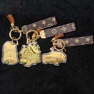 水贝同款999有房子 有车子 有票子手机链挂绳饰品金片开运挂件
