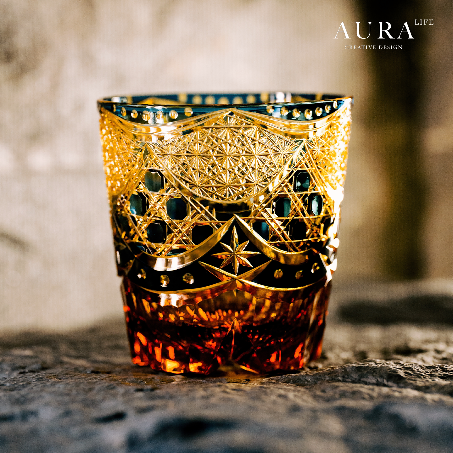 AURA'S【进口品质】江户切子夜幕大师限量款收藏级威士忌洋酒杯