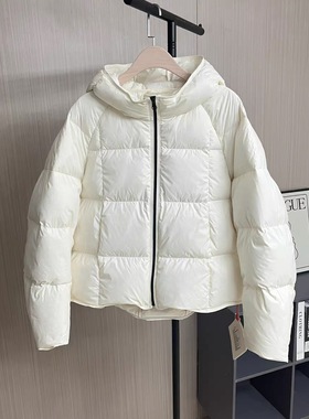 DK26123韩国保暖短款羽绒服女冬季小个子显瘦连帽羽绒服 白鸭绒