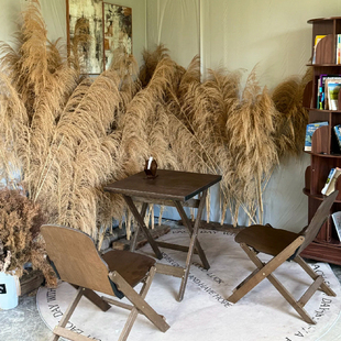 木马人实木多层板折叠桌阳台休闲桌椅组合小户型茶几茶桌圆桌方桌