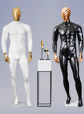 新款欧美高端品牌服装橱窗模特 黑色白色肌肉男电镀脸人体架子