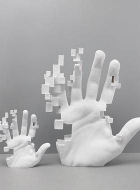北欧创意白色马赛克手掌树脂摆件客厅卧室玄关酒店书房家居装饰品