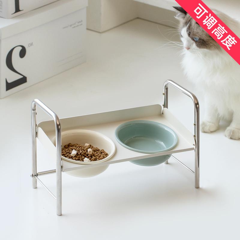 陶瓷猫碗猫咪食盆高脚猫咪粮碗防打翻狗碗大容量饮水碗双碗护颈椎