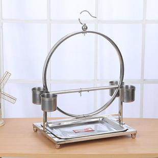 虎皮玄凤不锈钢鹦鹉鸟架 结实耐用鸟架子挂架站笼 圆形鹦鹉架